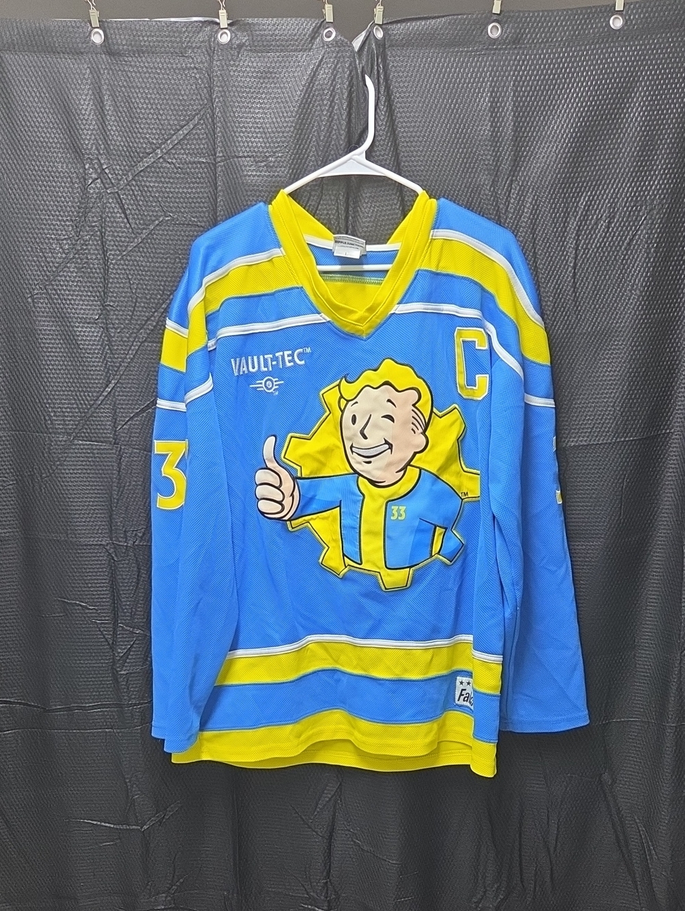 Fallout Vault-Tec Blue and Yellow Vault Boy Hockey Jersey